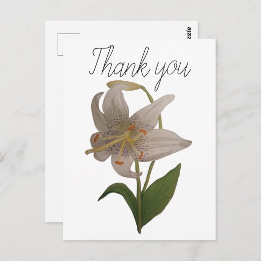 Elegante  witte leliebloem Bedankt Briefkaart (Voorkant / Achterkant)