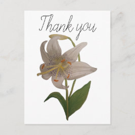 Elegante witte leliebloem Bedankt Briefkaart
