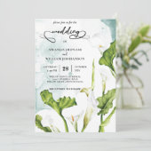 Elegante witte leliebloem waterverf kaart (Staand voorkant)