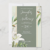 Elegante witte lelies bruiloft uitnodiging (Voorkant)