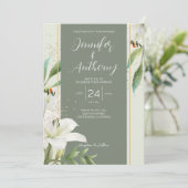 Elegante witte lelies bruiloft uitnodiging (Staand voorkant)