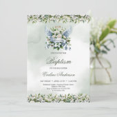 Elegante witte lelies en rozen Gezegende dag Doop Kaart (Staand voorkant)