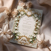 Elegante witte lelies met Faux Gold-uitnodiging Kaart