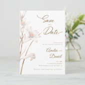 Elegante witte lelies trouwen Save the Date Kaart (Staand voorkant)