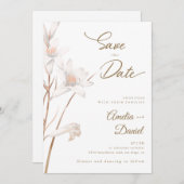 Elegante witte lelies trouwen Save the Date Kaart (Voorkant / Achterkant)