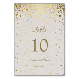 Elegante witte leren gouden confetti bruiloft  kaart