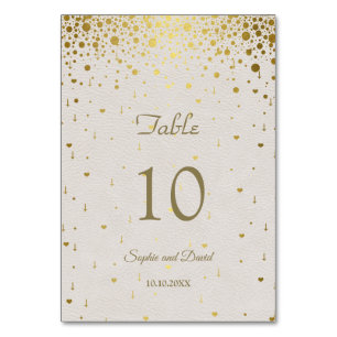 Elegante witte leren gouden confetti bruiloft  kaart