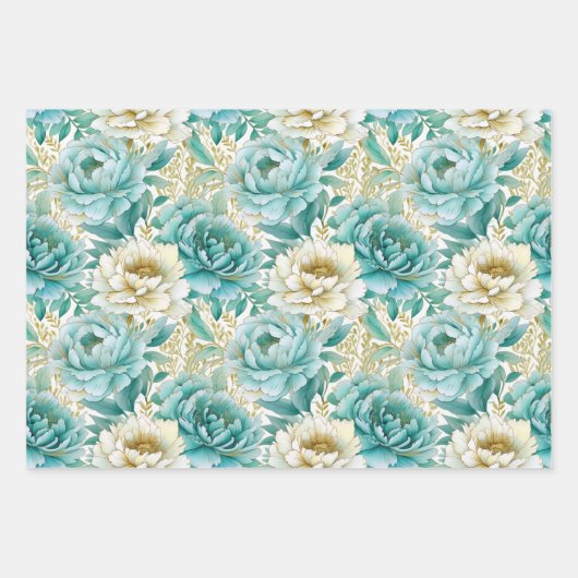 Elegante witte liefde Aqua Mint bruiloft Inpakpapier Vel (Voorkant 2)