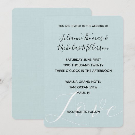 Elegante witte liefde Aqua Mint bruiloft Kaart (Voorkant / Achterkant)