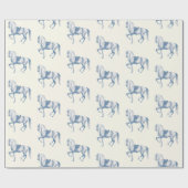 Elegante  Witte Lipizzaner Horse Dusty Blue Cadeaupapier (Vlak)