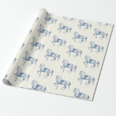 Elegante  Witte Lipizzaner Horse Dusty Blue Cadeaupapier (Uitgerold)