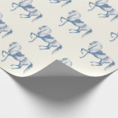 Elegante  Witte Lipizzaner Horse Dusty Blue Cadeaupapier (Hoek)