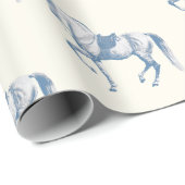 Elegante  Witte Lipizzaner Horse Dusty Blue Cadeaupapier (Rol Hoek)