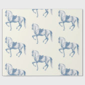 Elegante  Witte Lipizzaner Horse Dusty Blue Cadeaupapier (Vlak)