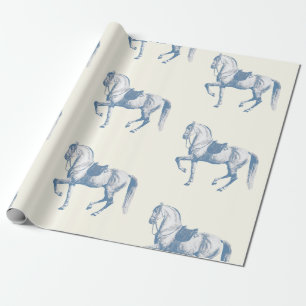 Elegante  Witte Lipizzaner Horse Dusty Blue Cadeaupapier
