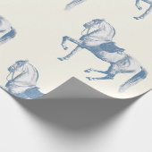 Elegante  Witte Lipizzaner Horse Dusty Blue Cadeaupapier (Hoek)