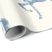 Elegante  Witte Lipizzaner Horse Dusty Blue Cadeaupapier (Rol Hoek)