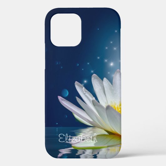 Elegante Witte Lotus Blauw Case-Mate iPhone Case (Achterkant)