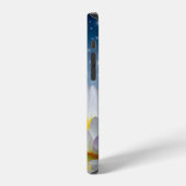 Elegante Witte Lotus Blauw iPhone Hoesje (Linkerkant)