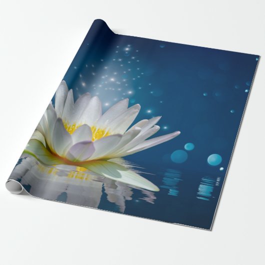 Elegante Witte Lotus Cadeaupapier (Uitgerold)