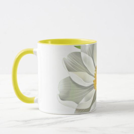 Elegante witte lotus illustratie mok (Links)