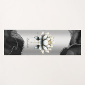 Elegante Witte Lotus Zwart Marmer Glitter Yoga Yogamat (Voorkant (horizontaal))