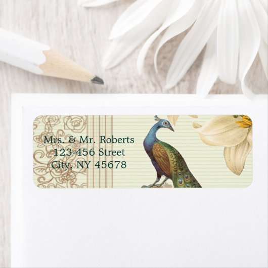 elegante witte lully floral peace bruiloft etiket (Insitu)