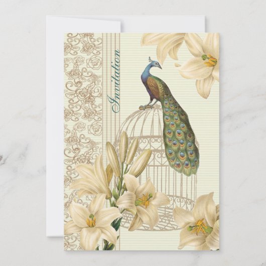 elegante  witte lully floral peace bruiloft kaart (Achterkant)