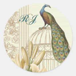 elegante  witte lully floral peace bruiloft ronde sticker