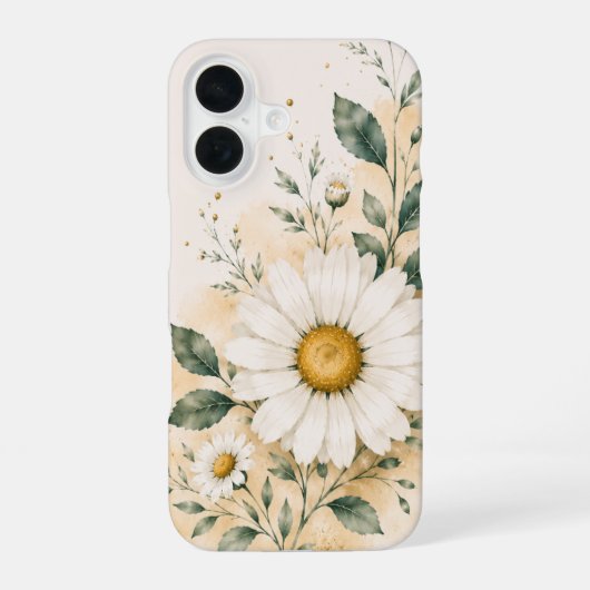 Elegante Witte Madelief Bloem iPhone 16 Hoesje (Achterkant)