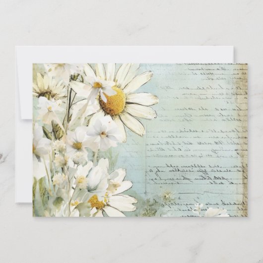 Elegante witte madelief bruiloft bedankt (Achterkant)