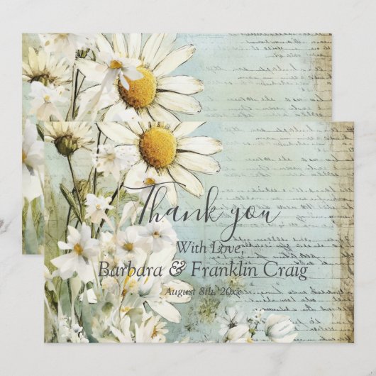 Elegante witte madelief bruiloft bedankt (Voorkant / Achterkant)