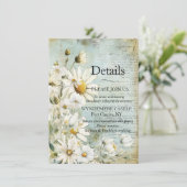 Elegante Witte Madelief Informatiekaartje (Staand voorkant)