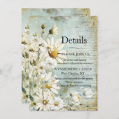 Elegante Witte Madelief Informatiekaartje (Voorkant / Achterkant)