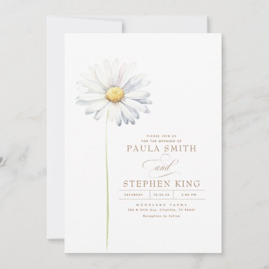 Elegante witte madeliefje bloem minimalistische br kaart (Voorkant)