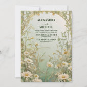 Elegante witte madeliefje bloemenbruiloft kaart (Voorkant)
