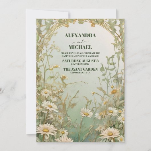 Elegante witte madeliefje bloemenbruiloft kaart (Voorkant)