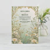 Elegante witte madeliefje bloemenbruiloft kaart (Staand voorkant)