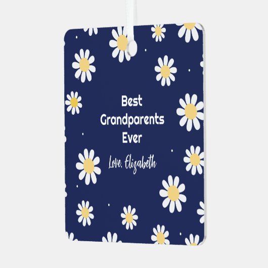 Elegante witte madeliefjes beste grootouders ooit  metalen ornament (Voorkant links)