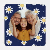 Elegante witte madeliefjes beste grootouders ooit  metalen ornament (Achterkant)