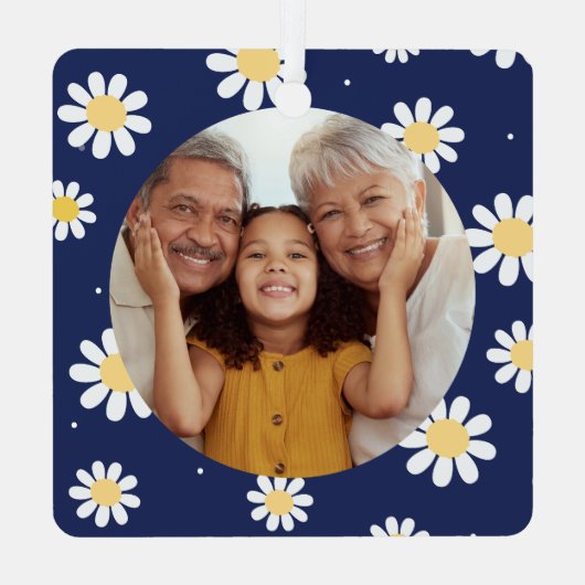 Elegante witte madeliefjes beste grootouders ooit  metalen ornament (Achterkant)