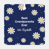 Elegante witte madeliefjes beste grootouders ooit  metalen ornament (Voorkant)