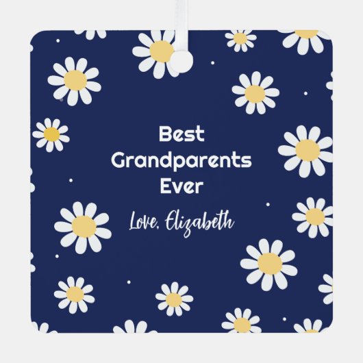 Elegante witte madeliefjes beste grootouders ooit  metalen ornament (Voorkant)