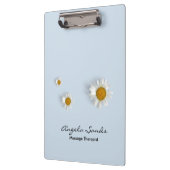 Elegante witte madeliefjes blauw klembord (Links)