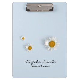 Elegante witte madeliefjes blauw klembord