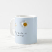 Elegante witte madeliefjes blauw koffiemok (Voorkant links)