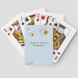Elegante witte madeliefjes blauw pokerkaarten