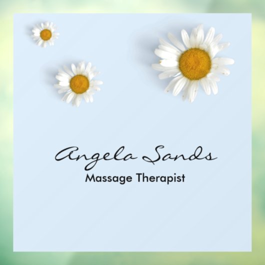 Elegante witte madeliefjes blauw raamsticker (Vel 3)