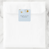 Elegante witte madeliefjes blauw vierkante sticker (Tas)