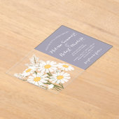 Elegante witte madeliefjes boeket bruiloft lavende acryl uitnodigingen (Laagn)